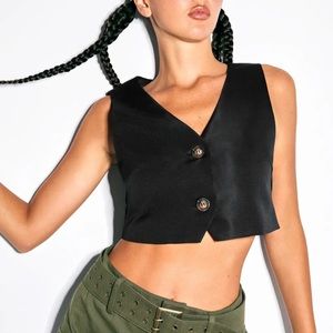 Cider Recycled Fabric Solid Button Vest